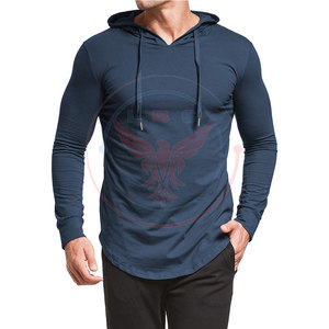 Premium Quality Winter Casual Men's Plus Size <b>Longline</b> <b>Hoodies</b> Polyester/Cotton Fleece Pocket - Product Image 5