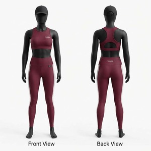 Premium 250 GSM Stretch Nylon Spandex BJJ <b>Legging</b> Bra Set Burgundy Compression Fit Contrast Side Panels Custom Logo Training - Product Image 1