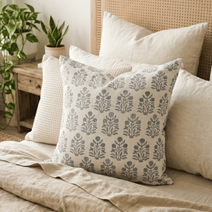 Housse de coussin décorative en coton imprimé à la main style rustique bohème 18x18, vente directe usine, imprimé au bloc, décor vintage - Product Image 1