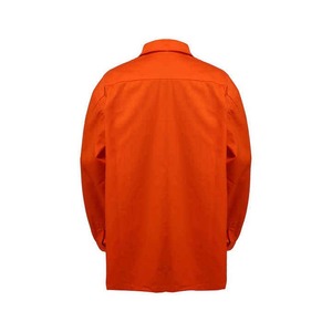 Chemise de travail en coton à manches longues orange haute visibilité pour hommes avec poches poitrine pour une tenue de sécurité - Product Image 2