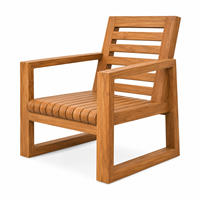 Fauteuil de jardin extérieur en teck massif au design scandinave moderne - Durable, écologique, imperméable et confortable pour salon et école