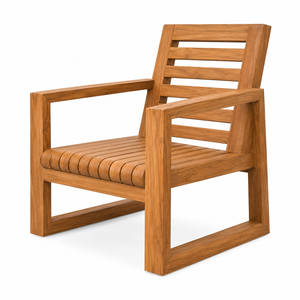 Fauteuil de jardin extérieur en teck massif au design scandinave moderne - Durable, écologique, imperméable - Product Image 3