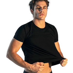 T-shirt à manches courtes pour homme RICSA INTERNATIONAL, couleur unie, 100% coton, haut décontracté d'hiver, doublure en polyester respirant, teinture unie - Product Image 5