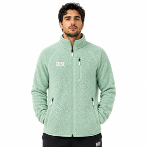 Veste polaire homme sur mesure en acier gris ardoise, modèle Sherpa, entièrement zippée, col montant, chaude, pour sports de plein air - Product Image 5