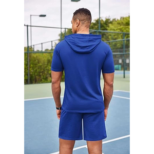 Stylish Men’s Hoodie and Shorts Matching <b>Set</b> Lightweight Breathable Summer Outfit Casual Gym Wear Street Fashion Clothing - Product Image 4