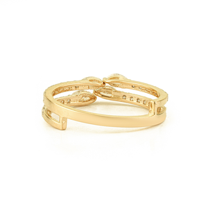 Impresionante Anillo Delicado de Doble Banda de Oro Amarillo K14 con Diamantes 100% Auténticos, Joyería Hecha a Mano por un Fabricante - Product Image 6