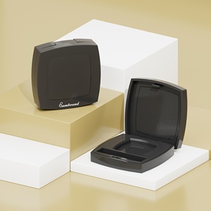 3G Square Contour Palette Glossy Black Single-Color <b>Powder</b> <b>Compact</b> With Brush Compartment Cosmetic Packaging Wholesale Quality - Product Image 3