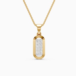 Elegante colgante redondo con forma de píldora de diamante cultivado en laboratorio de 0,35 quilates en oro amarillo, blanco y rosa de 9 quilates. - Product Image 3