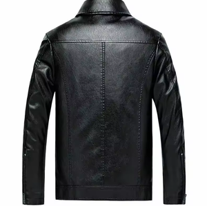 เสื้อแจ็คเก็ตหนังแท้ทรงเข้ารูปสำหรับผู้ชายไซส์ใหญ่ คอตั้ง ปักโลโก้ด้านหน้า เหมาะสำหรับฤดูหนาว - Product Image 2