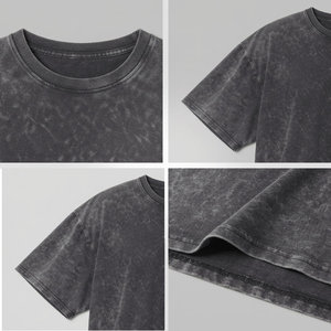 เสื้อยืดผู้ชายคอตตอน 100% น้ำหนัก 200 กรัม ทรงโอเวอร์ไซส์ สไตล์ดิสเทรส สีสั่งทำพิเศษ ล้างสีแบบแอซิด ระบายอากาศได้ดี คอกลม โลโก้ด้านหน้า ไซส์พลัส - Product Image 3