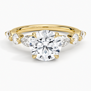 Bague de fiançailles solitaire à quatre griffes avec cluster de diamants multi-rangs - Product Image 1