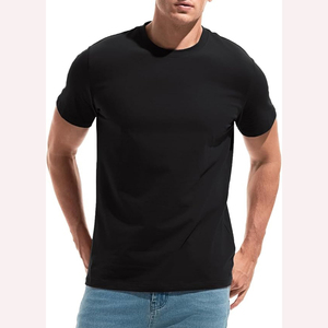 T-shirts pour hommes en coton 100% lourd 200g, tissu peigné, col rond, logo tricoté sur le devant, sérigraphié, respirant, vente en gros - Product Image 1