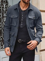 Veste d'extérieur classique et pratique à col montant, avec détails de compartiments fonctionnels, style décontracté et tendance