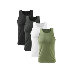 2026 Trendy Men's Solid Color Knitted <b>Tank</b> <b>Tops</b> O-Neck Casual Black <b>White</b> Breathable Quick Dry Sport Wear - Product Image 3