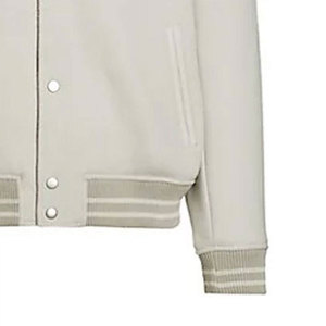Men's College <b>Jacket</b> Ribbed Collar Button Front Long Sleeve Bomber Style Casual Outerwear - Product Image 5