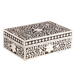 Boîte de rangement artisanale de luxe en os incrusté à motif floral pour bijoux et souvenirs, vente en gros - Product Image 1