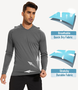 Camisetas de Pesca de Manga Larga para Hombre, Protección Solar UPF 50+, Color Sólido, con Capucha, Camisetas Deportivas para Pesca, Camisetas de Protección UV - Product Image 6