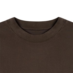 T-shirt en coton marron uni surdimensionné pour homme, manches courtes, col rond, coupe décontractée, longueur normale, jersey tricoté, couleur unie - Product Image 4