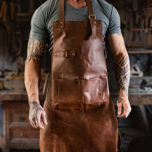 Delantal de Cuero Genuino Ajustable, Último Diseño, Color Marrón, Delantal de Cuero de Alta Calidad, Estilo Moderno para Cocina - Product Image 2