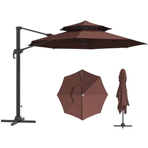 Ombrellone da Esterno in Alluminio da 3,35 m con Doppio Tetto, Base Girevole a 360 Gradi, Inclinazione Facile, 8 Raggi - Ideale per Hotel, Resistente alle Intemperie - Product Image 1