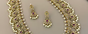 Ensemble collier et boucles d'oreilles classiques en laiton plaqué or de qualité supérieure avec moissanite Polki, idéal pour mariage, fiançailles, fête, cadeau ou tenue traditionnelle - Product Image 2