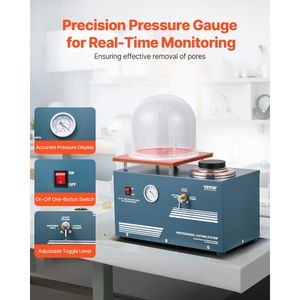 Macchina per microfusione sottovuoto da 290W con pompa da 3 CFM, campana a ventosa, comoda porta per iniezione olio, strumento di precisione per gioielleria - Product Image 4