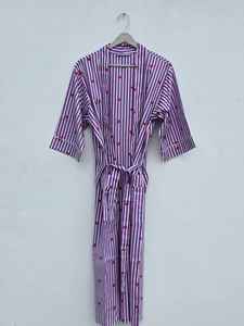 Indian Print Floral Cotton Kimono Robe Soft Loungewear For Women Comfortable Fit - Product Image 3