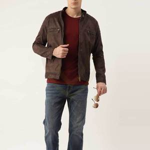 High Street Men's <b>Suede</b> Leather Winter <b>Jacket</b> OEM Service Breathable Quick Dry High Quality <b>Suede</b> Leather <b>Jacket</b> - Product Image 4