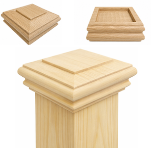 Tapa de poste de escalera de madera maciza tradicional con diseño de parte superior cuadrada, pieza duradera para escaleras - Product Image 1