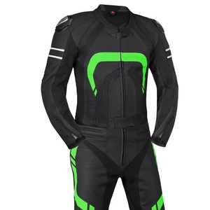 Combinaison de course moto homme noire et verte, manches longues, en cuir respirant, toutes saisons, style adulte, vêtements de moto - Product Image 6