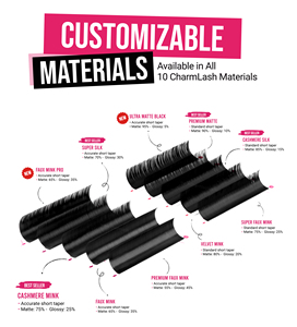 Pestañas Postizas CharmLash de Marca Privada con Curvatura Especial LJ LB LC LC Plus, Extensiones de Pestañas con Logotipo Personalizado, Bandejas de Pestañas de Fibra PBT Alemana en Negro Mate - Product Image 6