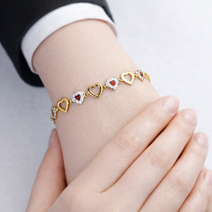 18ct <b>Gold</b> Heart Shape Crystal Link <b>Bracelet</b> for Women Romantic Elegant <b>Adjustable</b> Chain Jewelry Wedding Party Daily Wear Gift - Product Image 6
