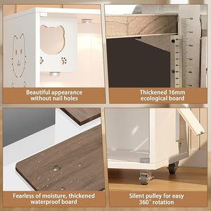 Grande maison pour chat en bois, condo intérieur pour chat, enclos en bois avec portes en verre trempé, 50" x 24" x 24" - Product Image 5