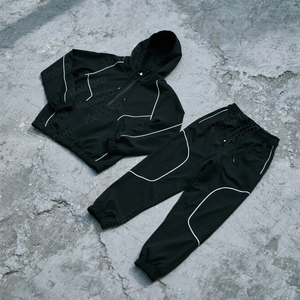 Chándal Unisex Negro y Gris con Bloques de Color, Cierre de Cremallera en Manga Larga, Estilo Deportivo, Ropa de Otoño para Adultos, Material de Poliéster Transpirable - Product Image 6