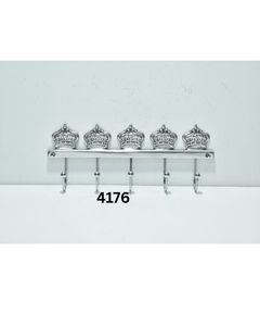 Royal Crown Design Metal <b>Wall</b> <b>Hook</b> Rack with 5 <b>Hooks</b> for Home Decor <b>Key</b> Holder Coat & Towel Hanger Available at Affordable Price - Product Image 4