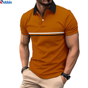 Polo de Manga Corta para Hombre de Alta Calidad, a Rayas, Informal, Transpirable, Ropa Deportiva, Suministro de Fábrica, Estampado Sólido, Ropa Casual - Product Image 5