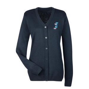 Custom <b>Navy</b> Blue Embroidered <b>Cardigan</b> Sweater for Teen Girls and Moms Matching Mother Daughter Knitwear Button Front Long Sleeve - Product Image 1