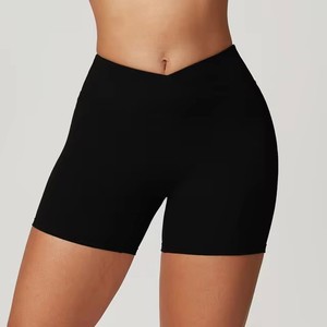 Shorts de Yoga para Mujer, Cintura Alta, Color Marrón Sólido, Sin Costuras, Spandex, Nailon, Cintura Elástica, para Fitness, Running, Ciclismo, Corte Corto - Product Image 5