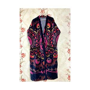 Nuevo kimono de terciopelo con estampado suzani, talla grande, reversible, largo, para baño. - Product Image 1