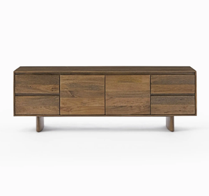 Minimalist Modern Solid Teak <b>TV</b> <b>Stand</b> Durable Low Profile Natural Finish Media Console Living Room Credenza Cabinet - Product Image 1