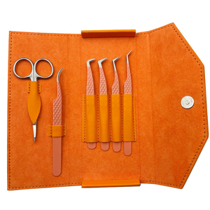 Ensemble de pinces à épiler professionnelles en acier inoxydable anti-magnétiques pour extensions de cils, pointe lisse et durable, dentelée - Product Image 1