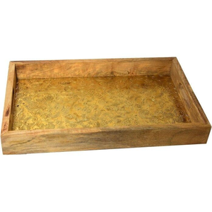 Plateau en bois élégant de fabrication indienne pour le thé ou les collations et centres de table décoratifs, disponible à prix abordable - Product Image 4