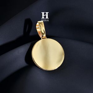 Custom Spinning Initial Medallion Pendant 14K <b>Gold</b> VVS Lab Diamond Rotating Round <b>Disc</b> Pendant Hip Hop Wholesale Men Custom Logo - Product Image 4