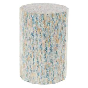 Multi Color Shell Hexagon Accent <b>Stools</b> Mother of Pearl Handcrafted Mosaic Small Side <b>Table</b> For Living Room Bedroom Decor - Product Image 1