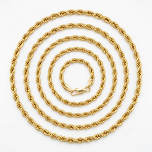 Collier unisexe Hip Hop à maillons cubains torsadés épais, plaqué or 18 carats, en acier inoxydable, bijoux de fête - Product Image 4