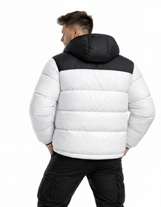 Veste matelassée à capuche bicolore pour homme, manteau chaud d'hiver matelassé avec fermeture éclair, vêtements d'extérieur décontractés, streetwear - Product Image 5