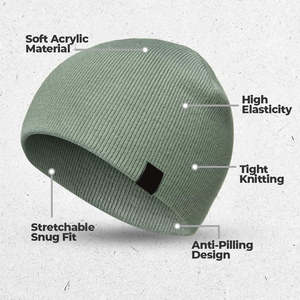 Gorros de invierno unisex al por mayor, con logotipo personalizado, de acrílico acanalado, gruesos, cálidos, para senderismo, de color sólido, tejidos, verticales. - Product Image 6