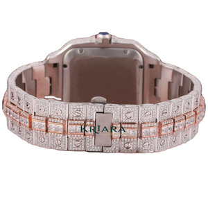 Montre en acier inoxydable de qualité supérieure avec diamants en moissanite, mouvement à quartz, pour femmes et hommes - Product Image 4