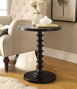 <b>Round</b> Bed <b>Side</b> <b>Table</b> End <b>Table</b>, <b>Side</b> <b>Table</b>, Night Stand <b>Table</b> for Living Room Bedroom (Black) - Product Image 1