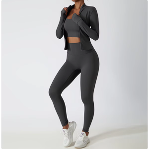 Ropa Deportiva Personalizada para Mujer, Conjuntos de Yoga con Tops Cortos y Chaquetas de Yoga, Tallas Grandes - Product Image 1